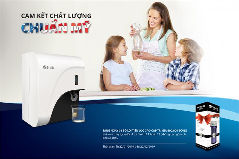 Tặng ngay lõi tiền lọc cao cấp khi mua máy lọc nước model C1, C2