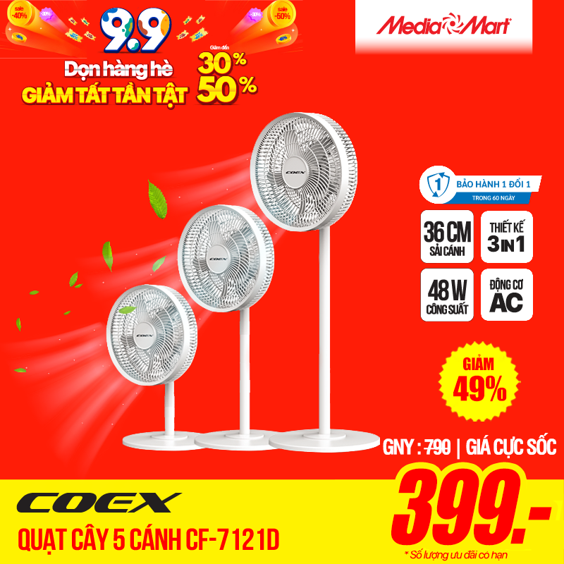 27-Quạt cây 5 cánh Coex CF-7121D