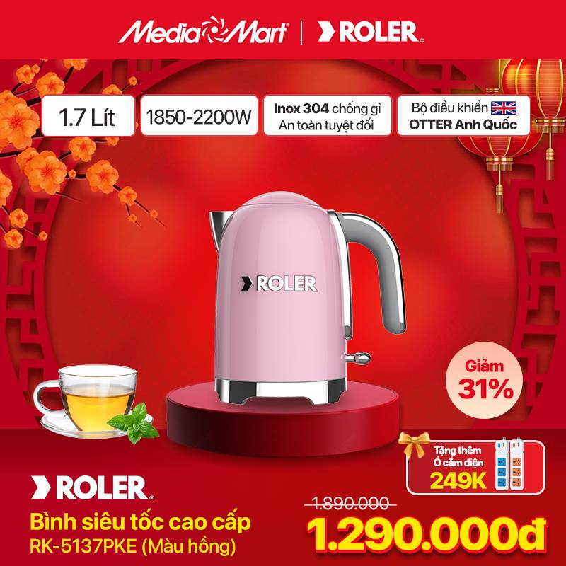 Ấm siêu tốc Roler RK-5137PKE (Màu hồng)