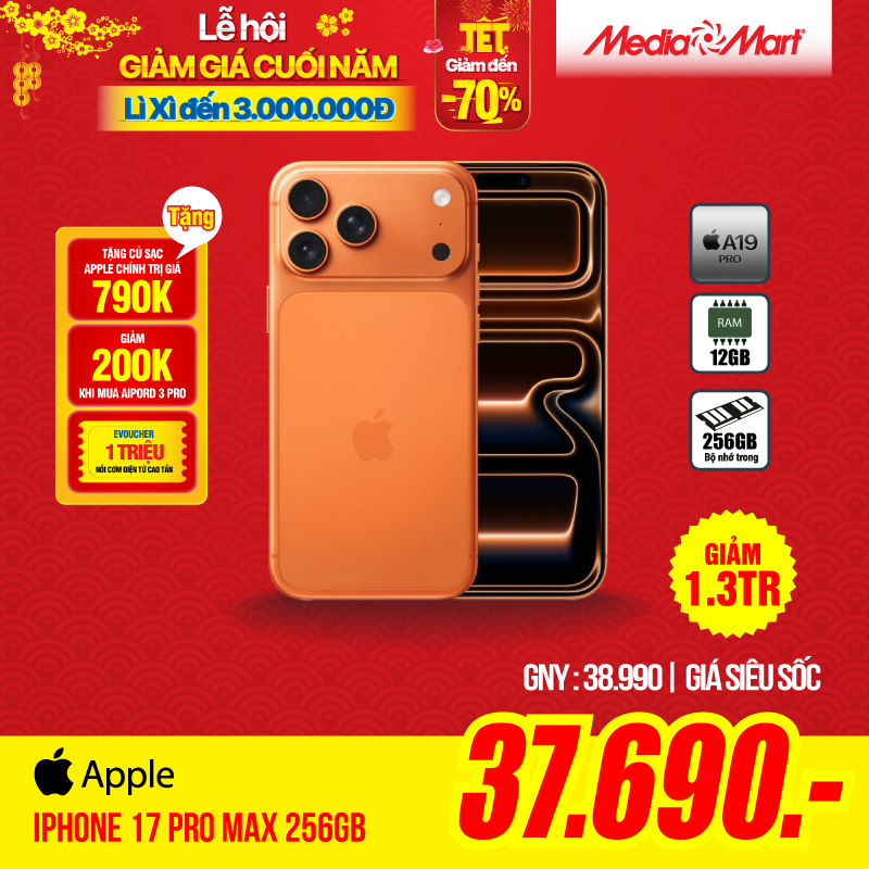 Apple iPhone 17 Pro Max 256GB (Cam Vũ Trụ)