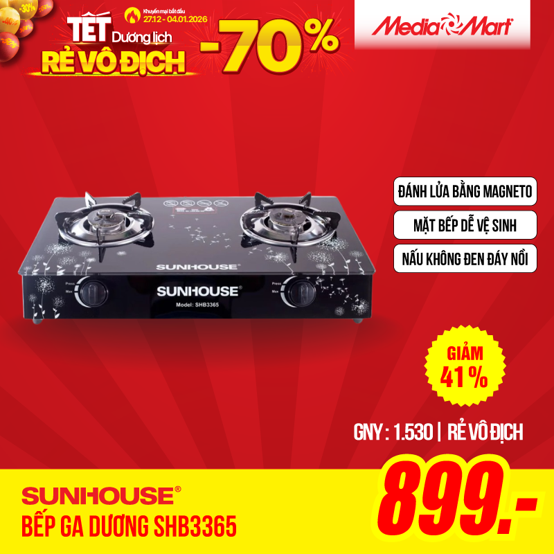 Bếp ga dương Sunhouse SHB3365