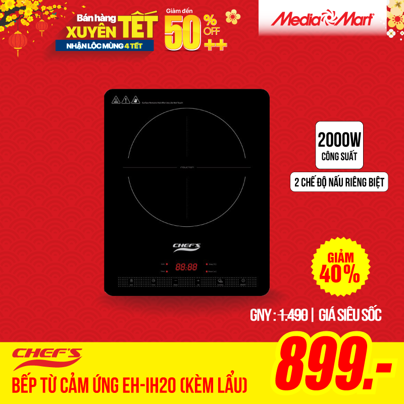 Bếp từ cảm ứng Chef's EH-IH20 (kèm lẩu)