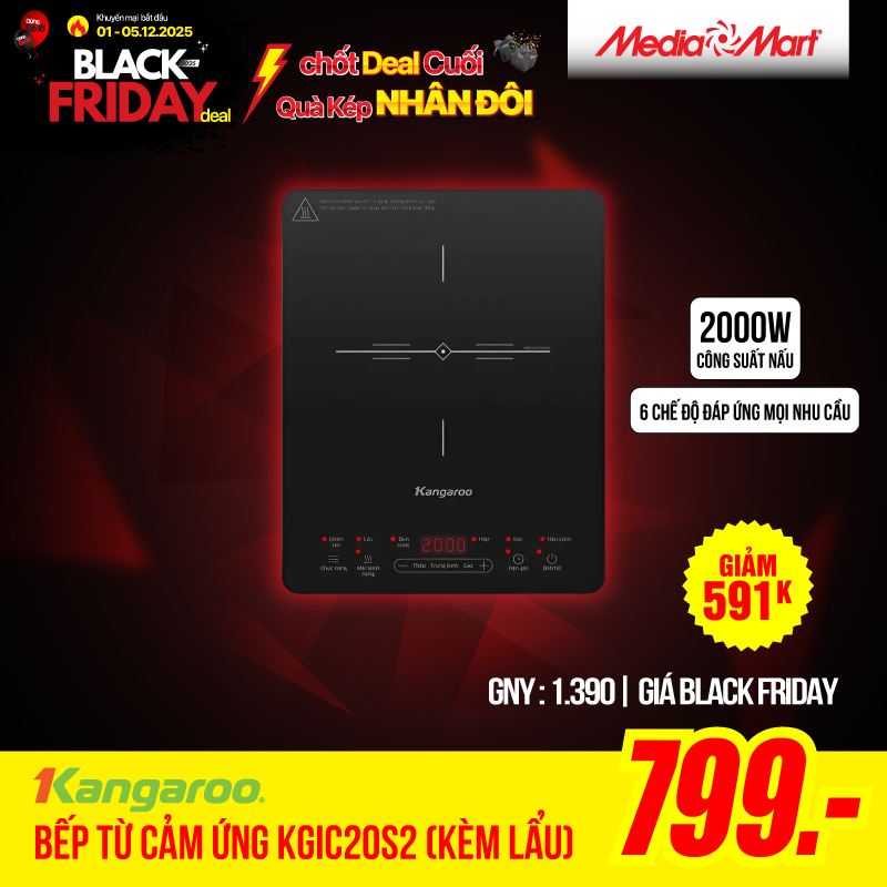 Bếp từ cảm ứng Kangaroo KGIC20S2