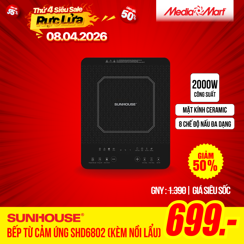 Bếp từ cảm ứng Sunhouse SHD6802