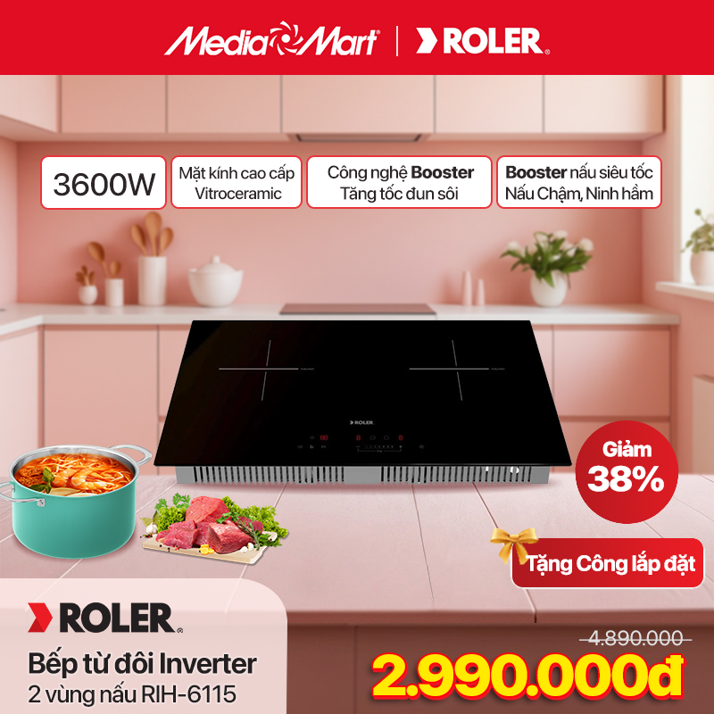 Bếp từ đôi 2 vùng nấu Inverter Roler RIH-6115
