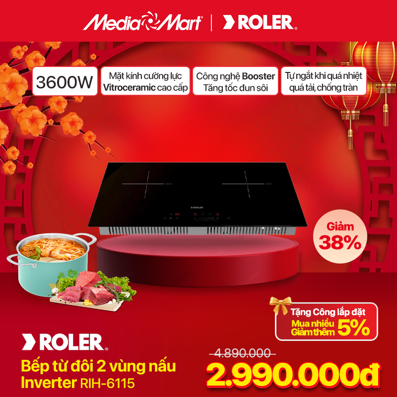 Bếp từ đôi 2 vùng nấu Inverter Roler RIH-6115