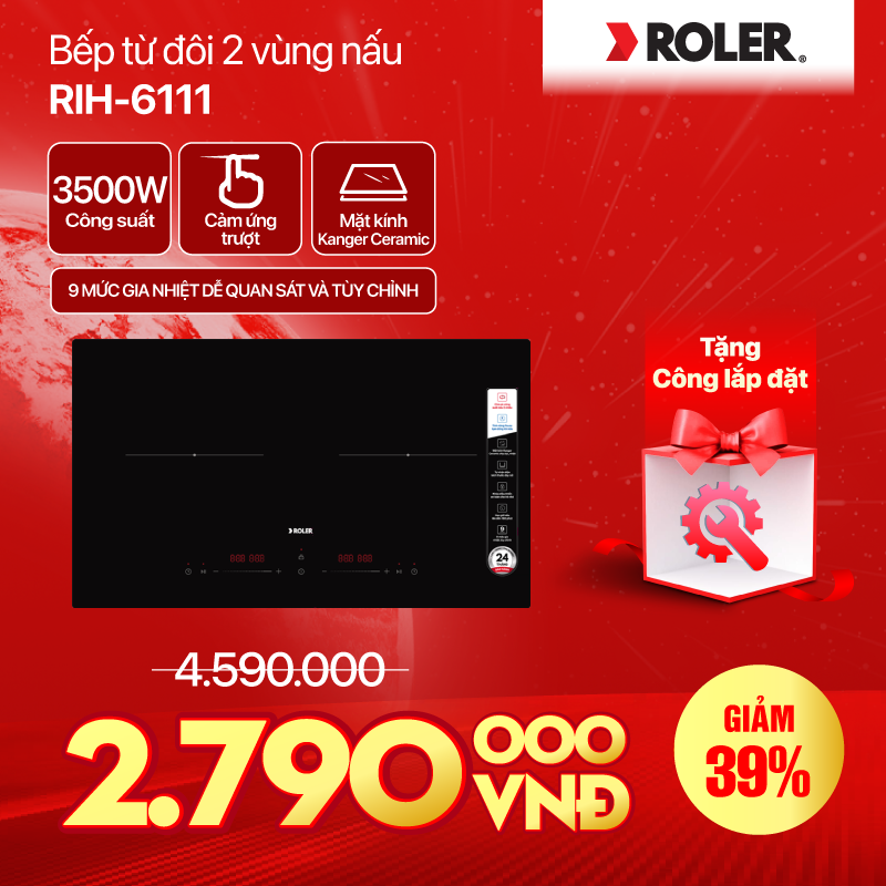 Bếp từ đôi 2 vùng nấu Roler RIH-6111