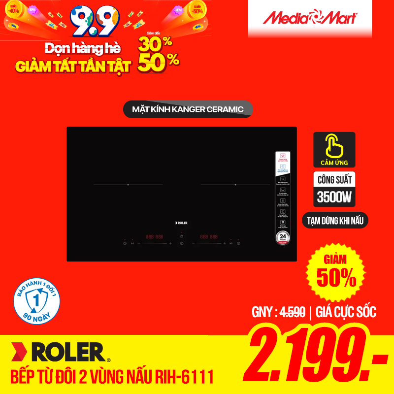 Bếp từ đôi 2 vùng nấu Roler RIH-6111