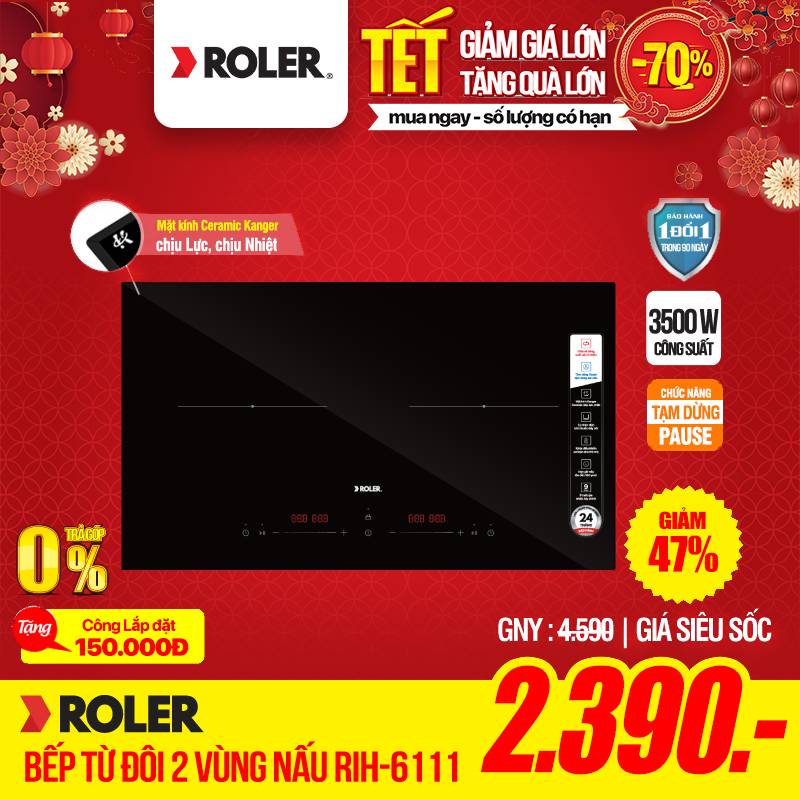 Bếp từ đôi 2 vùng nấu Roler RIH-6111