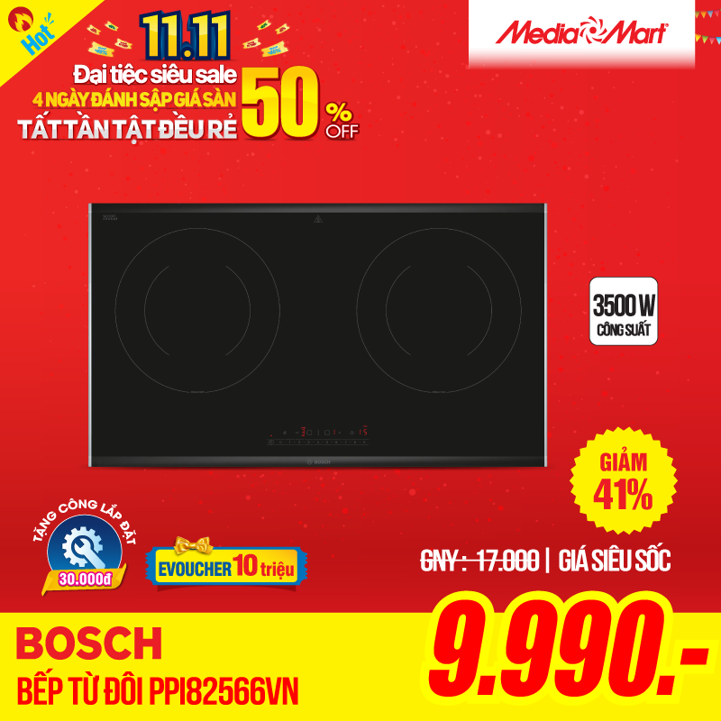 Bếp từ đôi Bosch PPI82566VN 3500W