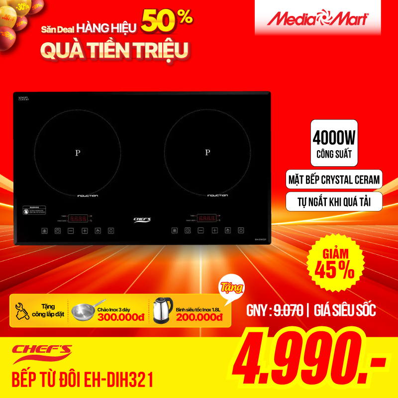 Bếp từ đôi Chef's EH-DIH321 3200 W
