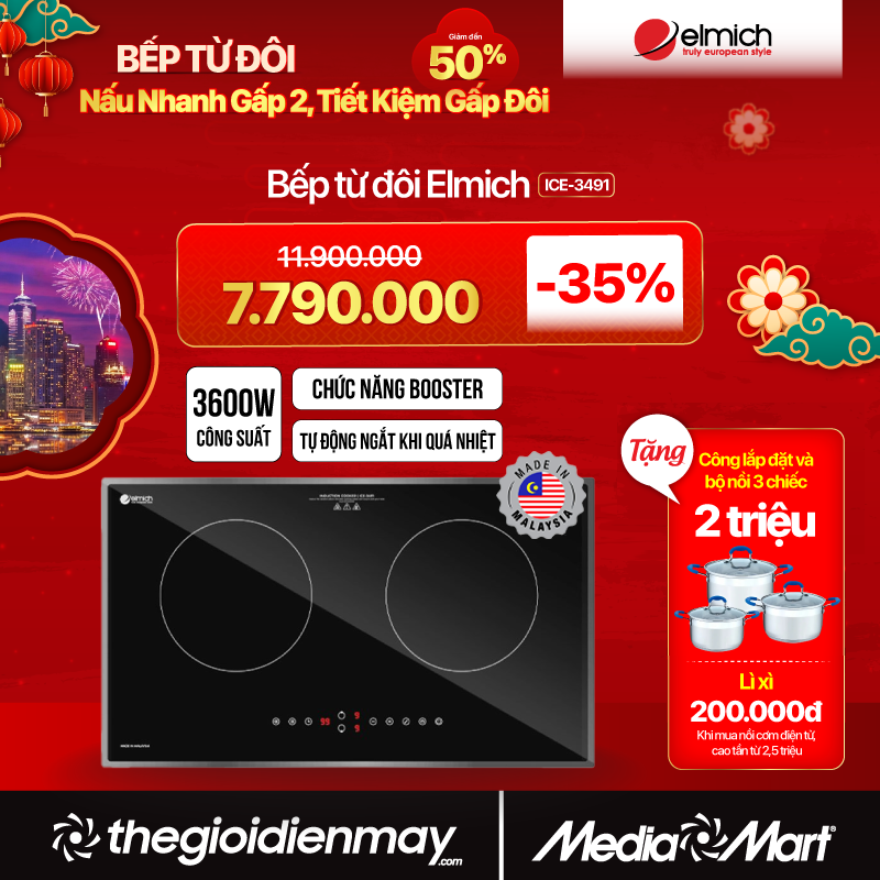 Bếp từ đôi Elmich ICE-3491