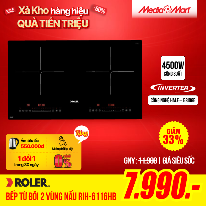 Bếp từ đôi Half - Bridge Inverter Roler RIH-6116HB