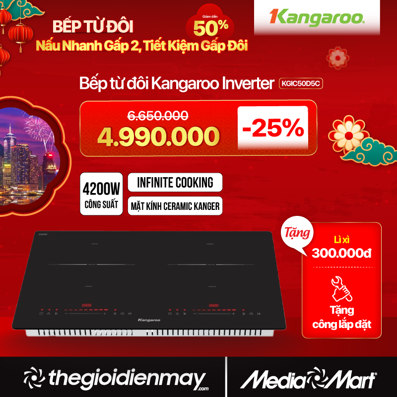Bếp từ đôi Kangaroo 4200W Inverter KGIC50D5C