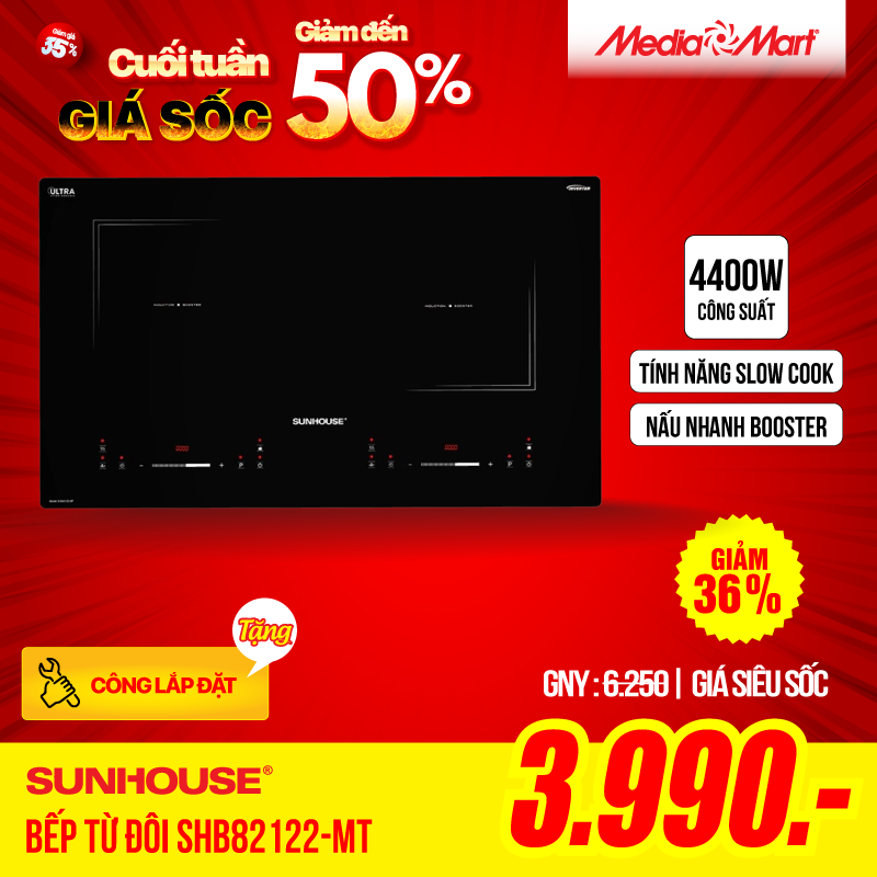 Bếp từ đôi Sunhouse SHB82122-MT
