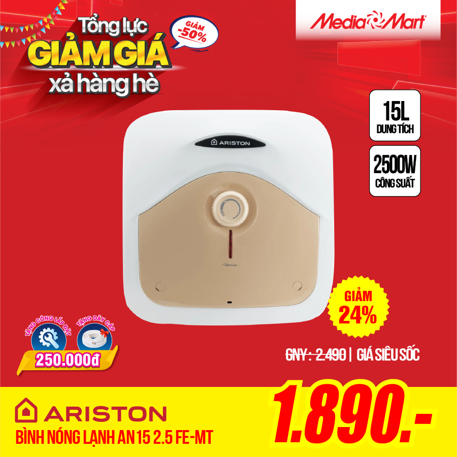 Bình nóng lạnh Ariston 15L AN15 2.5 FE-MT