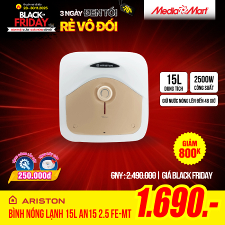 Bình nóng lạnh Ariston 15L AN15 2.5 FE-MT