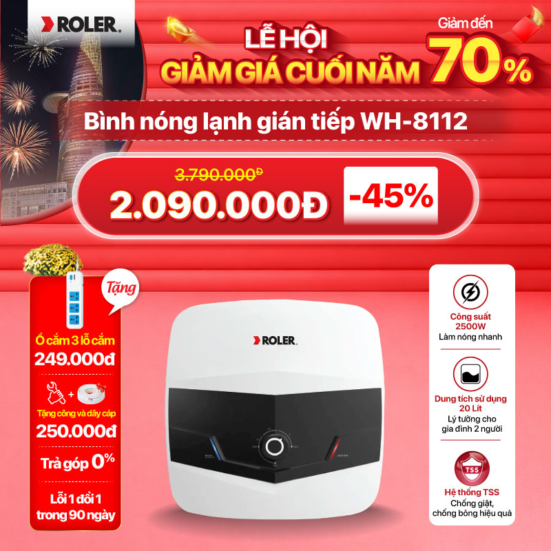 Bình nóng lạnh gián tiếp 20L Roler WH-8112