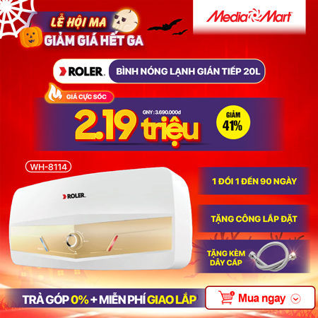 Bình nóng lạnh gián tiếp 20L Roler WH-8114