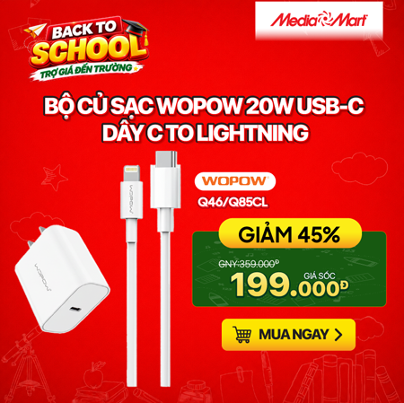 Bộ củ sạc Wopow 20W USB-C + dây C to lightning Q46/ Q85CL