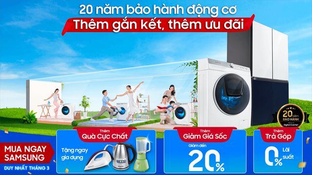 Bảo hành động cơ Tủ lạnh - Máy giặt 20 năm (Click ngay)