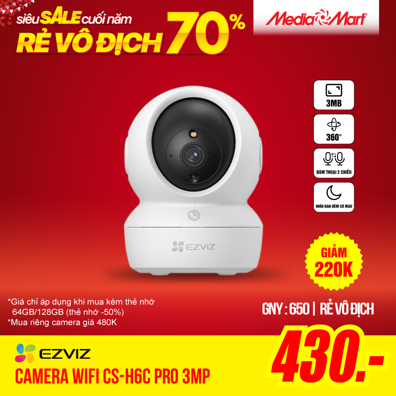 Camera Wifi Ezviz CS-H6C Pro 3MP