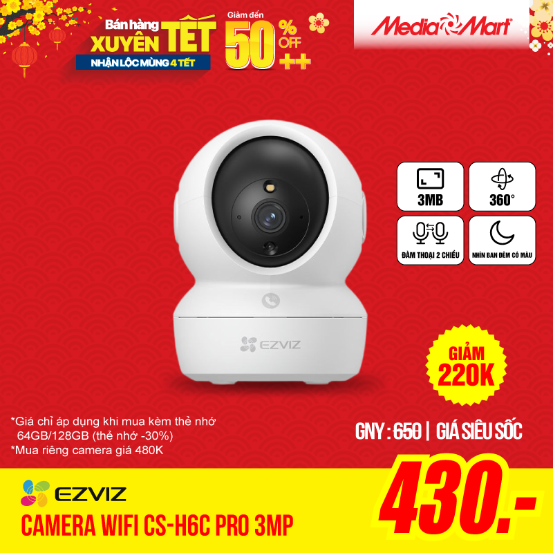 Camera Wifi Ezviz CS-H6C Pro 3MP