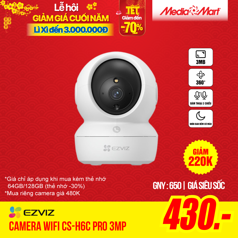 Camera Wifi Ezviz CS-H6C Pro 3MP