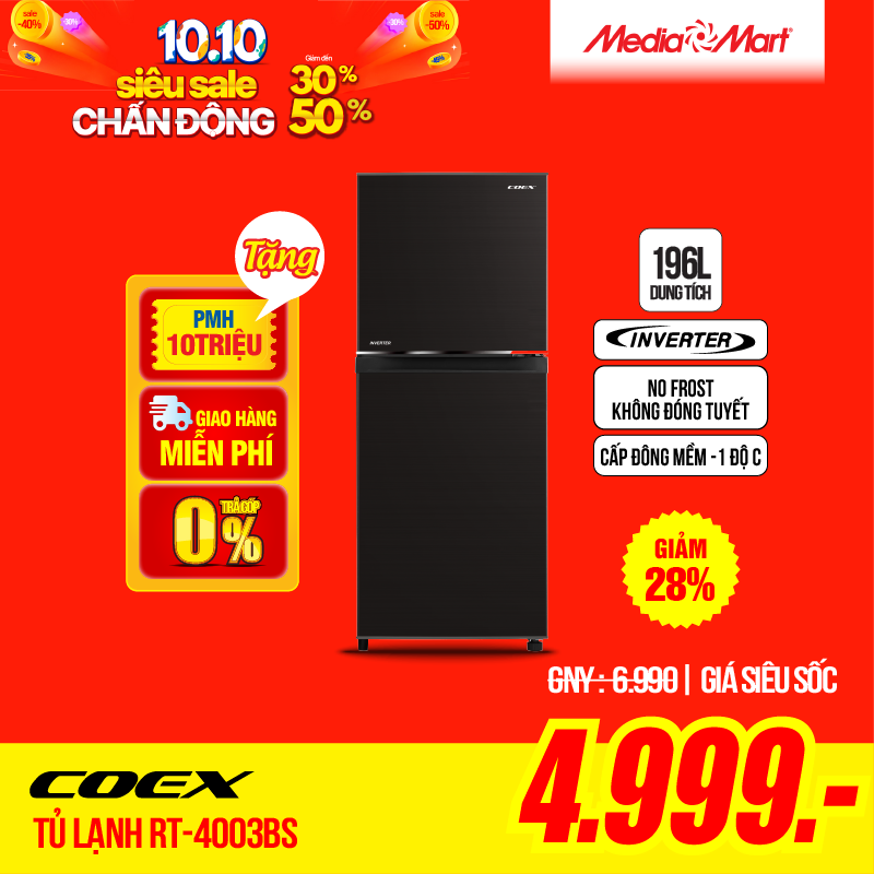 Coex Inverter 196 Lít RT-4003BS