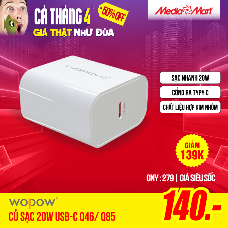 Củ sạc Wopow 20W USB-C Q46/ Q85