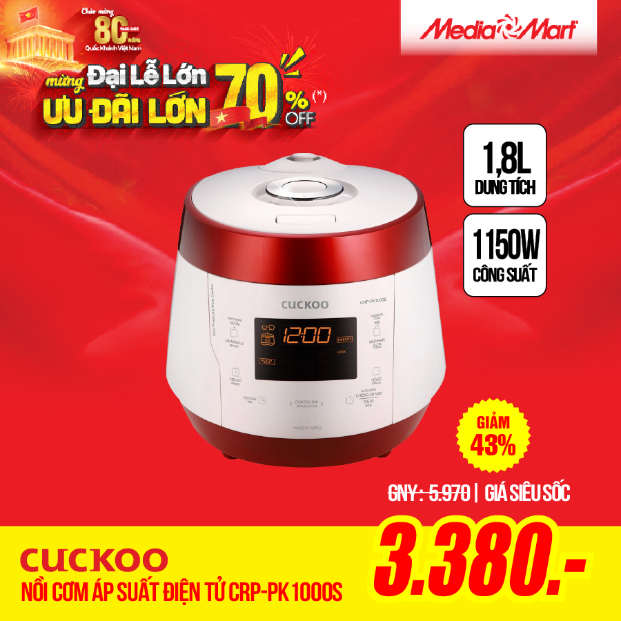 Cuckoo CRP-PK1000S đỏ trắng-Korean