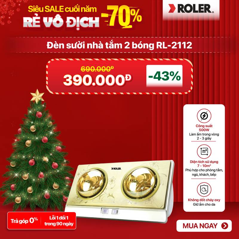 Đèn sưởi nhà tắm 2 bóng Roler RL-2112