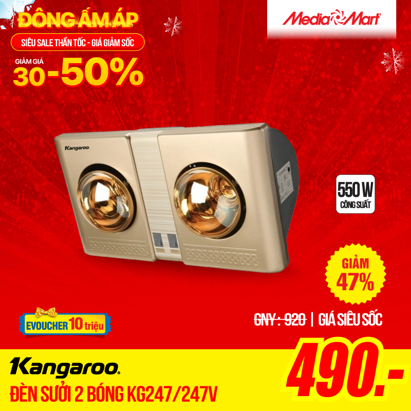 Đèn sưởi nhà tắm Kangaroo KG247/247V