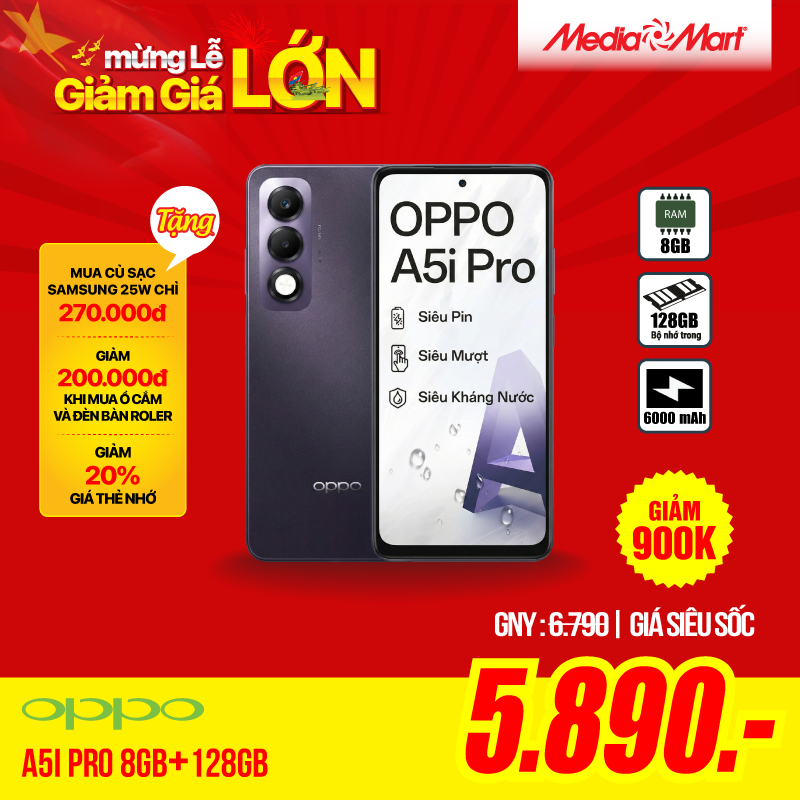 Điện thoại di động OPPO A5i Pro 8+128 (CPH2755) Tím