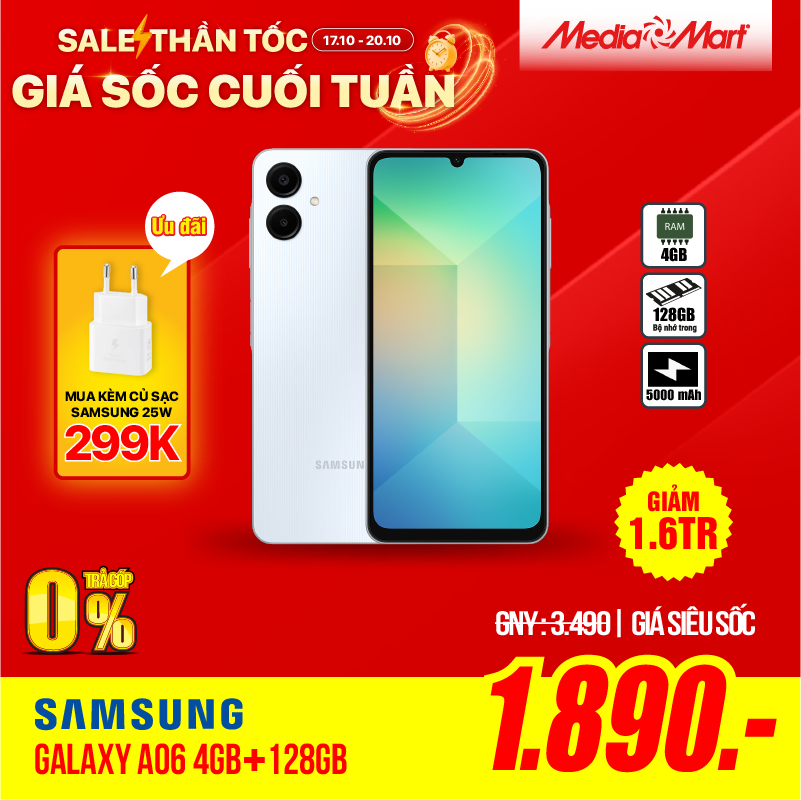 Điện thoại Samsung Galaxy A06 4G A065F (4+128G) Green (DM)