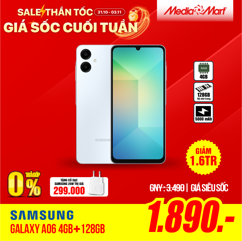Điện thoại Samsung Galaxy A06 4G A065F (4+128G) Green (DM)