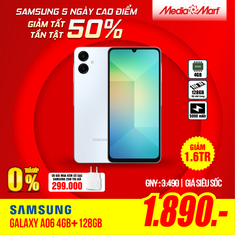 Điện thoại Samsung Galaxy A06 4G A065F (4+128G) Green (DM)
