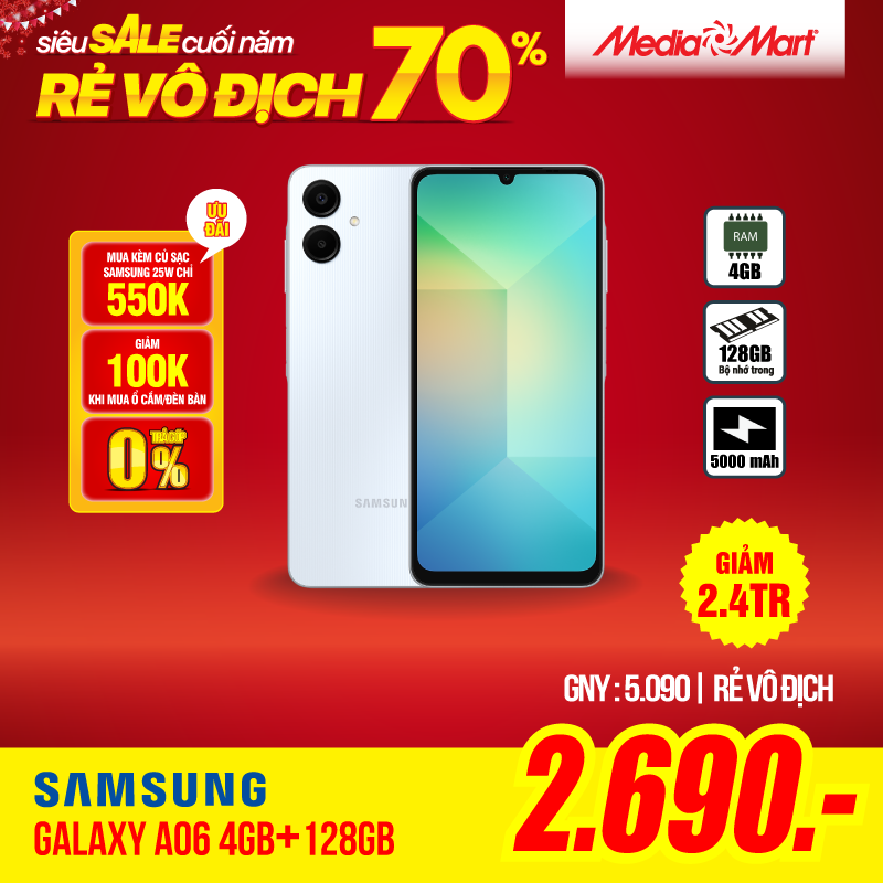 Điện thoại Samsung Galaxy A06 4G A065F (4+128G) Green