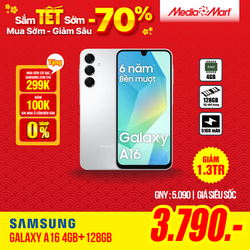 Điện thoại Samsung Galaxy A16 4G A165F