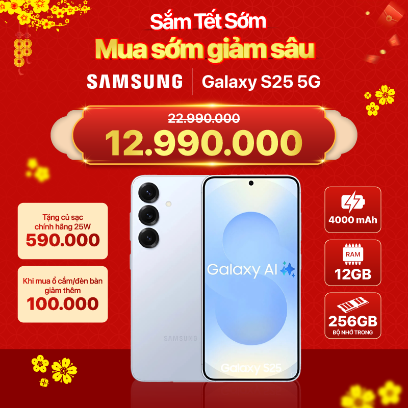 Điện thoại Samsung Galaxy S25 S931B 5G (12+256G) Xanh Dương