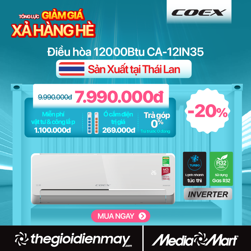 Coex 1 chiều Inverter 1.5HP-12000BTU CA-12IN35