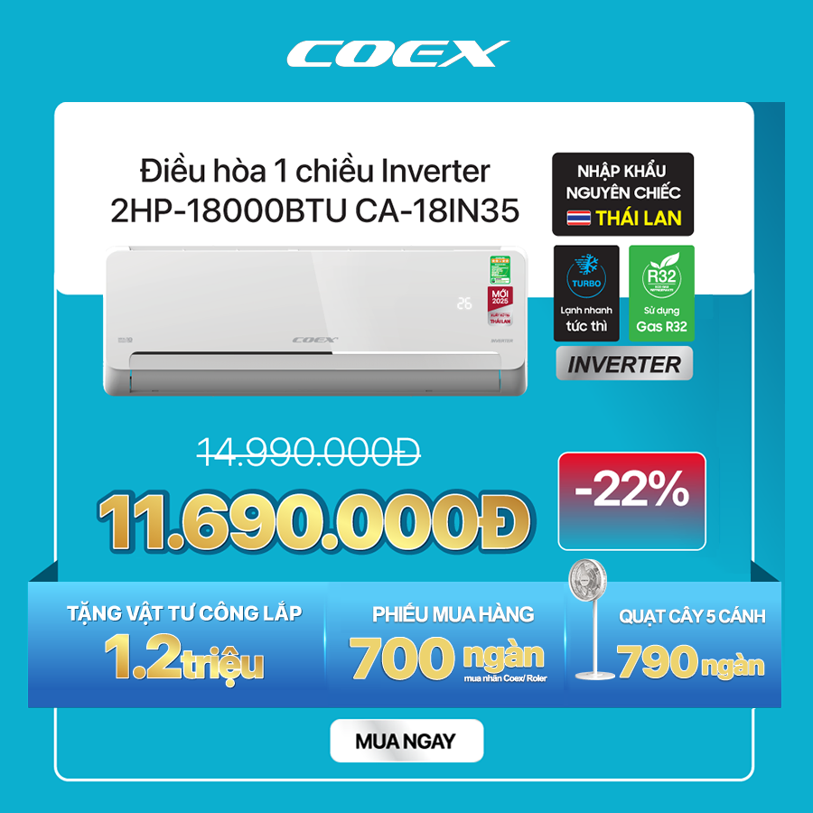 Điều hòa coex 18000btu-ca-18in35