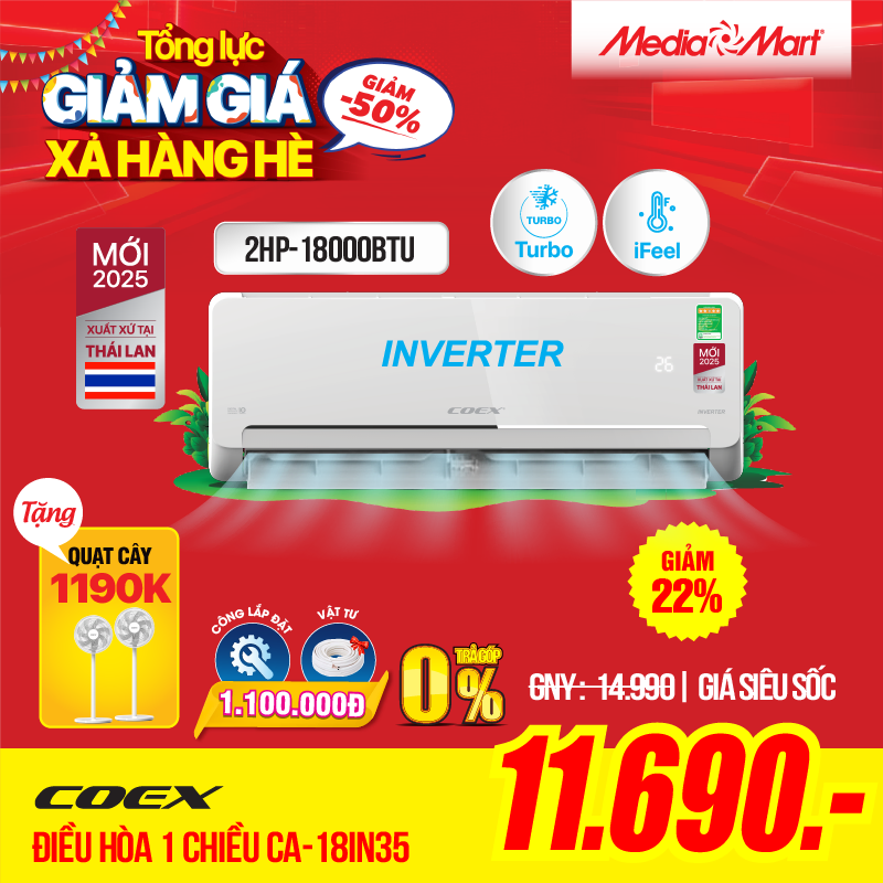 Điều hòa coex 18000btu-ca-18in35