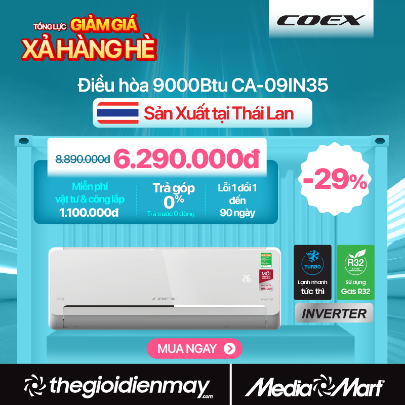 Coex 1 chiều Inverter 1HP-9000BTU CA-09IN35