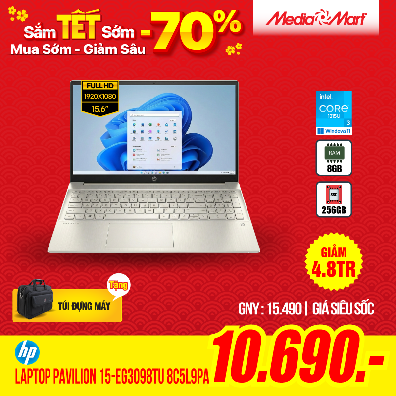 HP Pavilion 15-eg3098TU 8C5L9PA Vàng