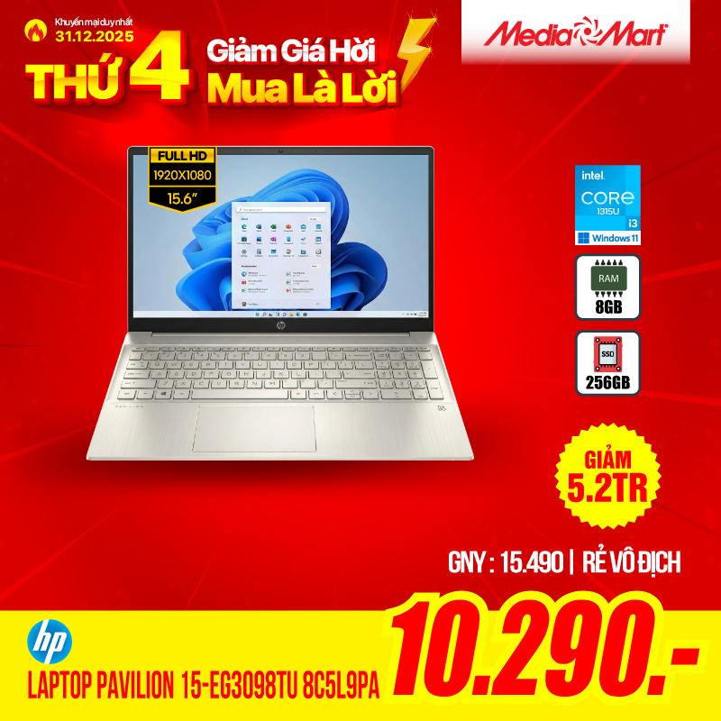 HP Pavilion 15-eg3098TU 8C5L9PA Vàng