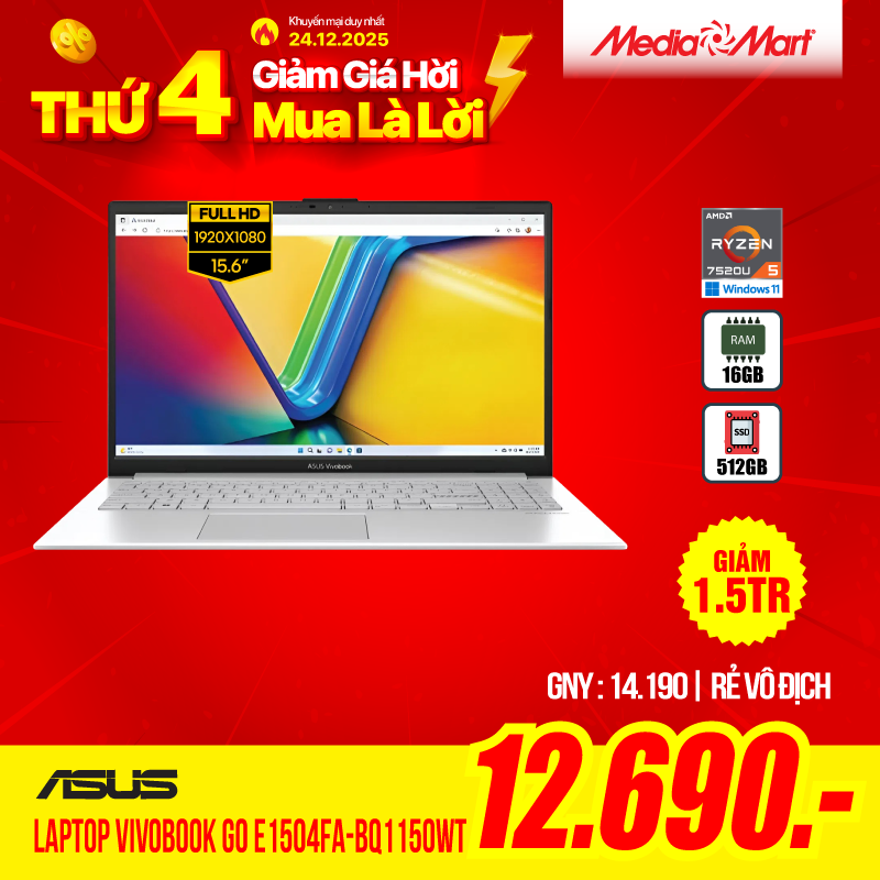 Laptop ASUS Vivobook Go E1504FA-BQ1150W