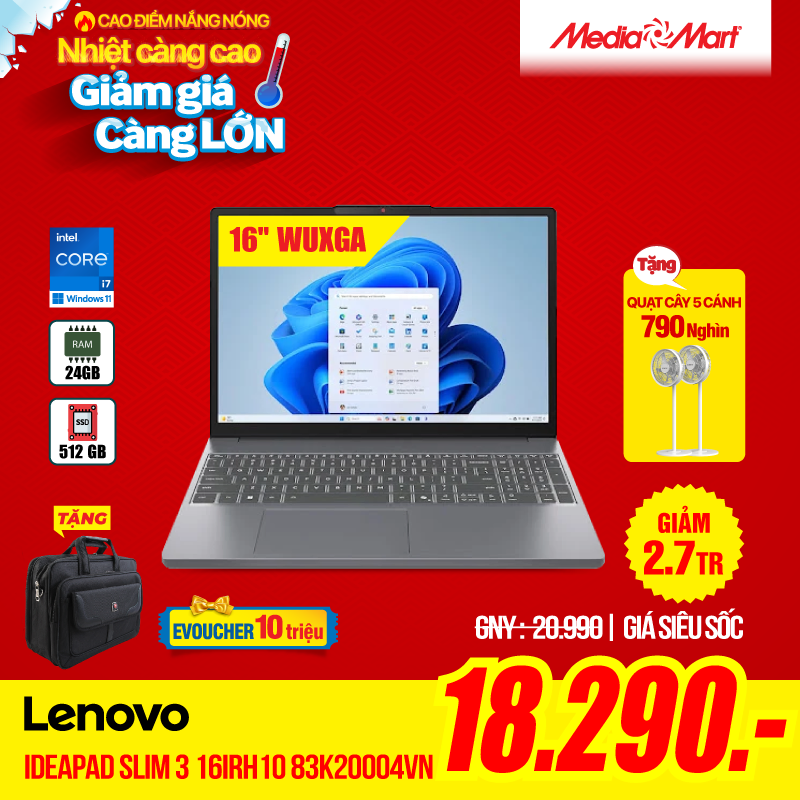 Laptop LENOVO IdeaPad Slim 3 16IRH10 83K20004VN