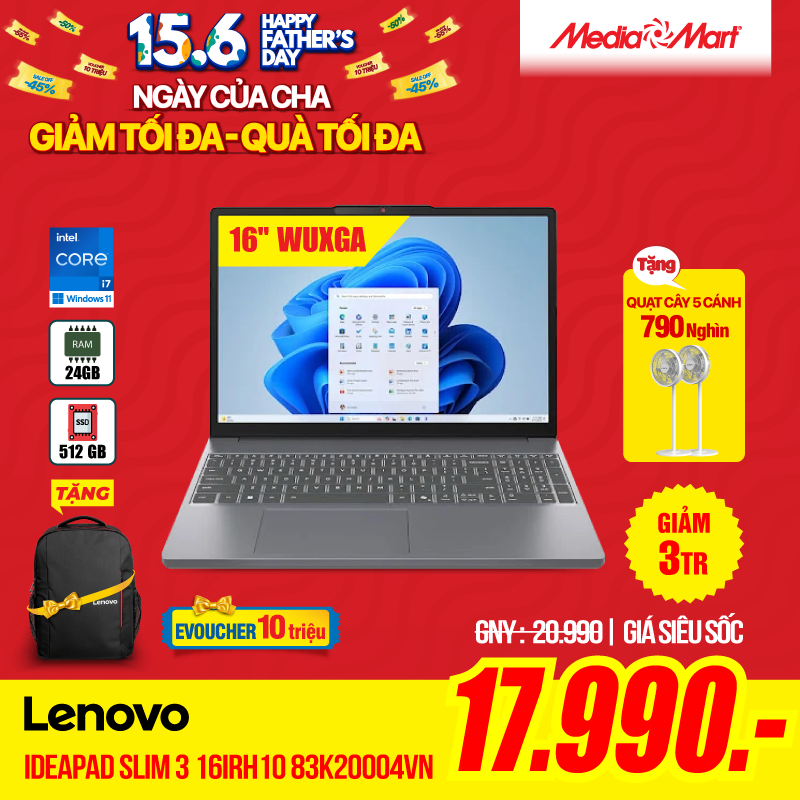 Laptop LENOVO IdeaPad Slim 3 16IRH10 83K20004VN