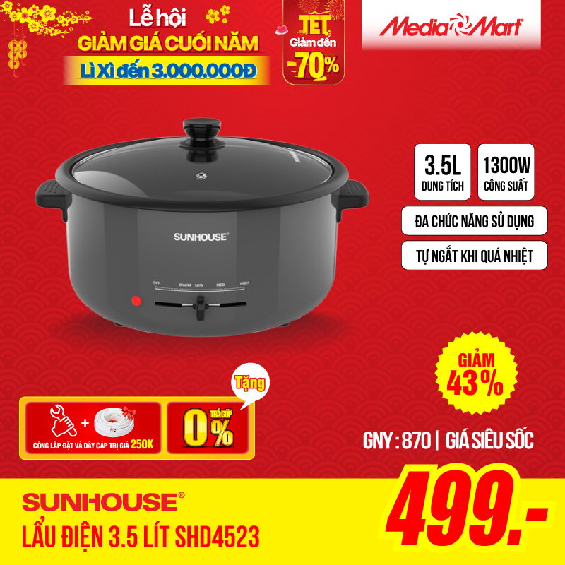 Lẩu điện 3.5 lít Sunhouse SHD4523